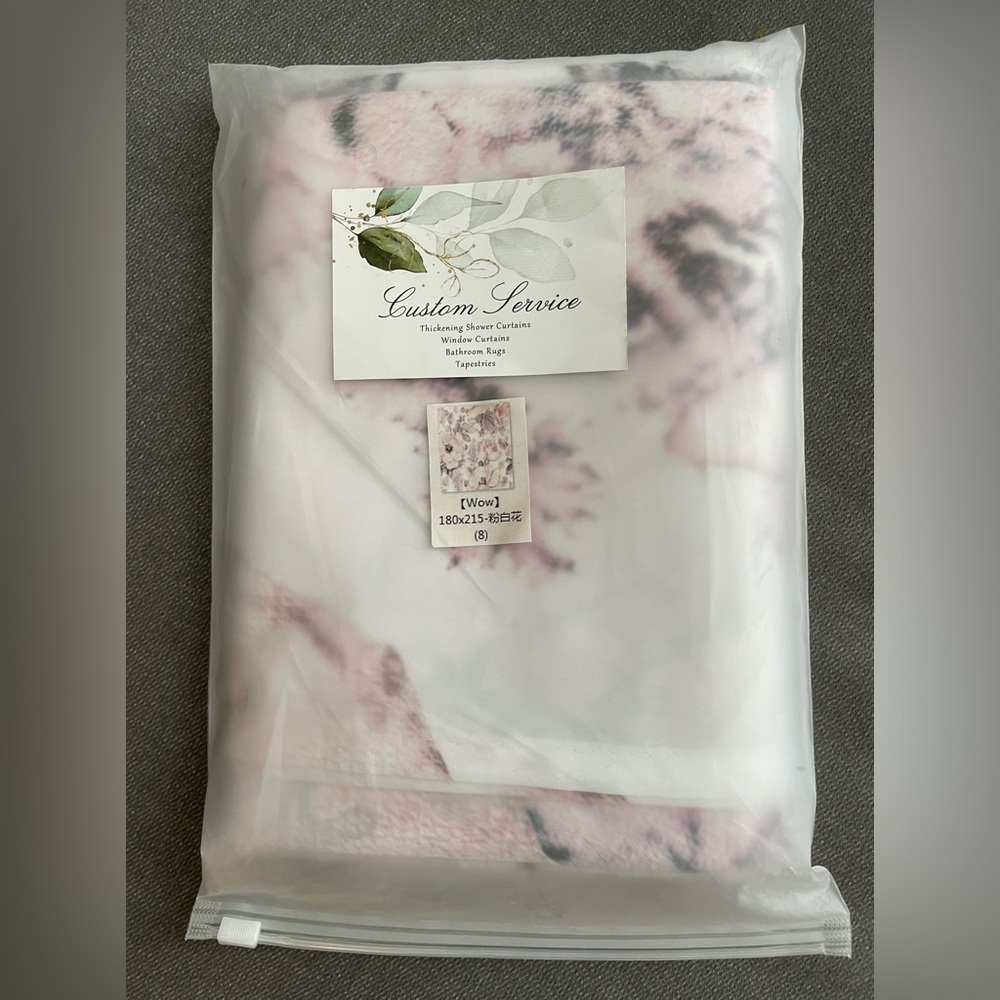 Extra-Long Watercolour Flowers, Pink Blossoms & Gray~Fabric Shower Curtain - Picture 2 of 4